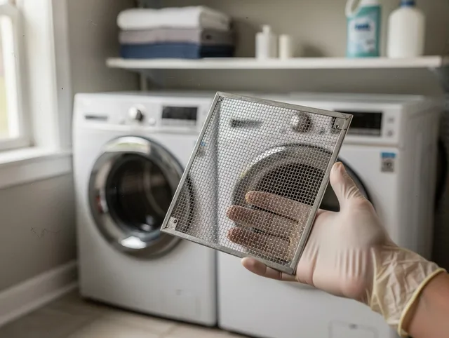 Hamden Dryer Vent Cleaning specialist performing detailed lint trap cleaning service in Hamden