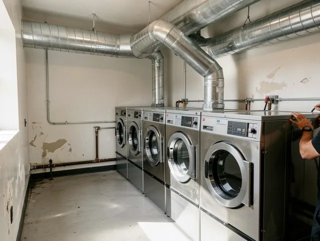 Hamden Dryer Vent Cleaning team performing large-scale commercial dryer vent cleaning in Hamden