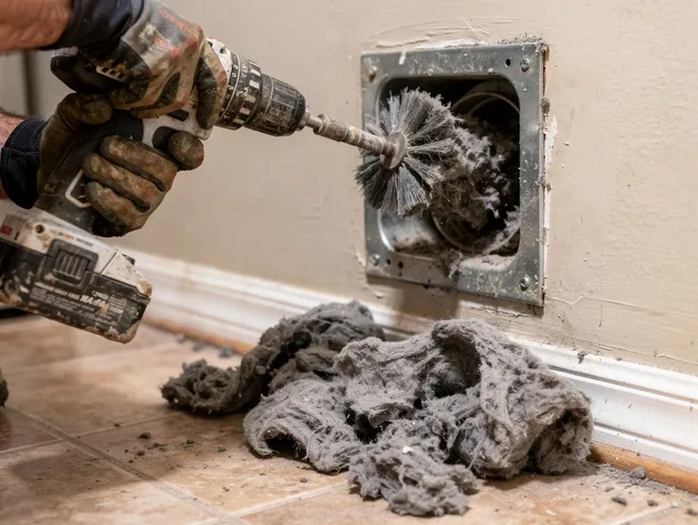 Certified Hamden Dryer Vent Cleaning technician performing dryer vent cleaning in Hamden