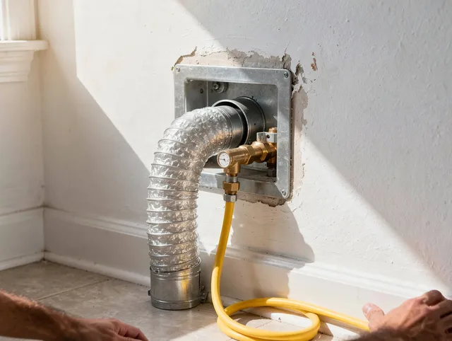 Hamden Dryer Vent Cleaning certified technician performing specialized gas dryer vent cleaning in Hamden